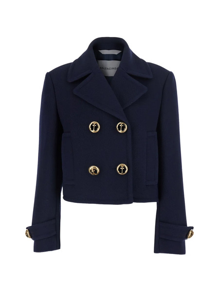  Balenciaga Anchor-button Cropped Jacket - Azul 