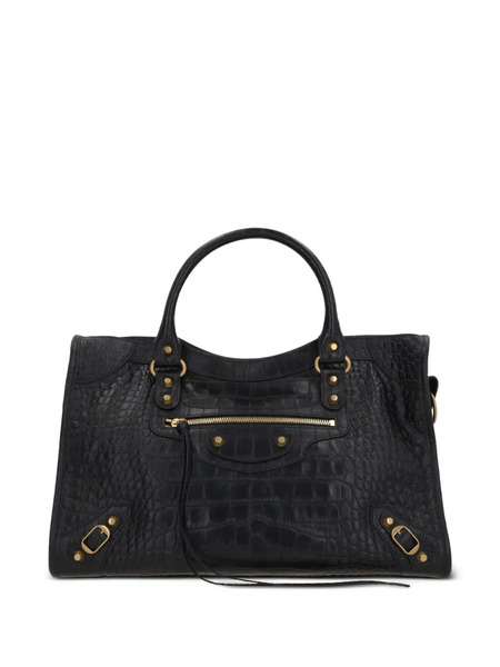  Balenciaga Bolso Shopper Le City Mediano Con Asa En La Parte Superior Y Efecto En Relieve De Piel De Cocodrilo - Negro 