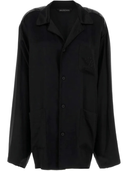  Balenciaga Camisa De Satén - Negro 