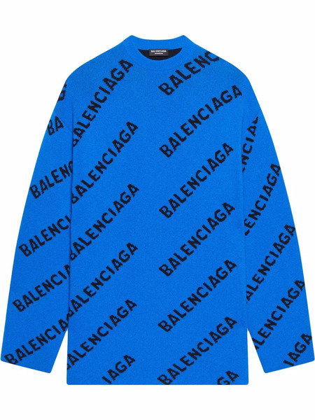  Balenciaga Jersey Allover Logo - Azul 