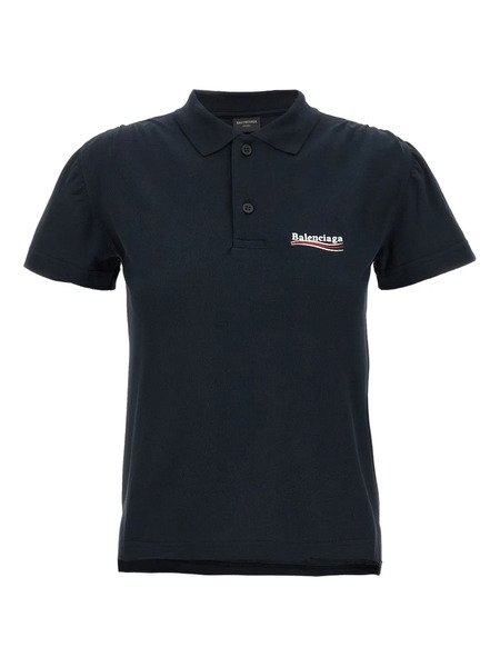  Balenciaga Polo Con Logo Bordado - Azul 
