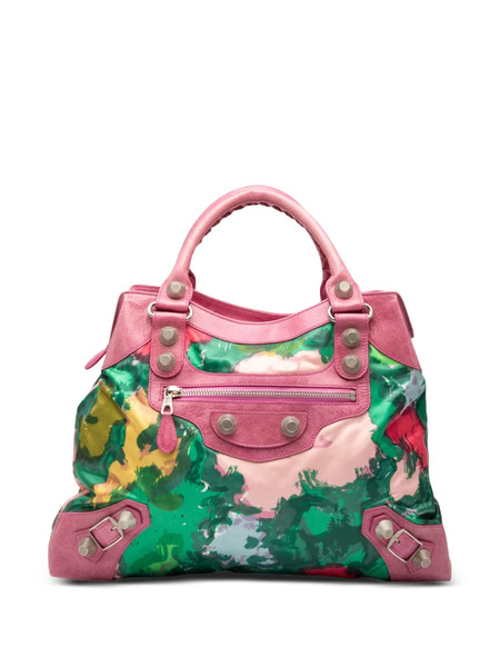  Balenciaga Pre-owned Bolso Satchel Motocross Giant 21 Brief De Piel De Borrego Con Estampado Floral 2005-2025 - Rosa 
