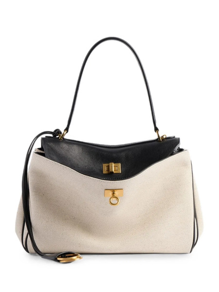  Balenciaga Rodeo Small Linen And Leather Tote Bag - Neutro 