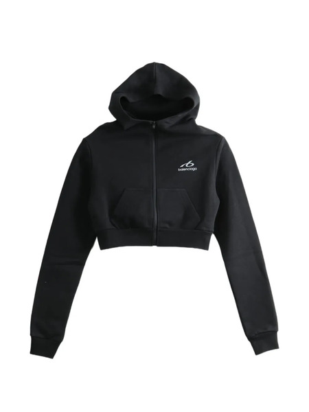  Balenciaga Sudadera Corta Con Capucha Y Logo - Negro 