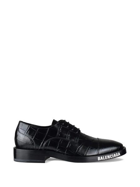  Balenciaga Zapatos Derby Con Estampado De Cocodrilo - Negro 
