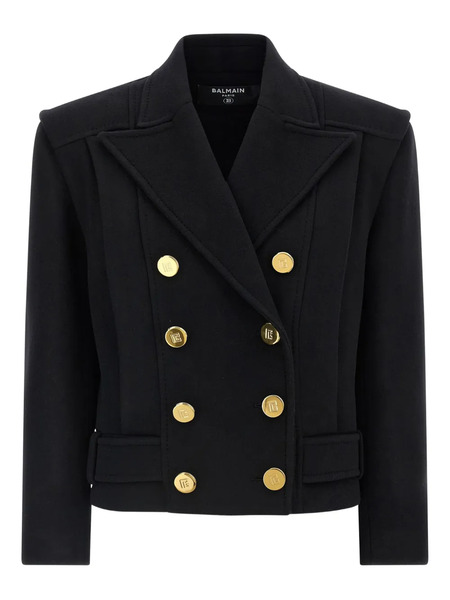  Balmain Abrigo Con Solapas De Pico - Negro 