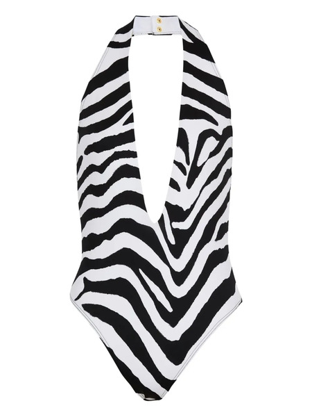  Balmain Bañador Con Motivo De Cebra - Blanco 