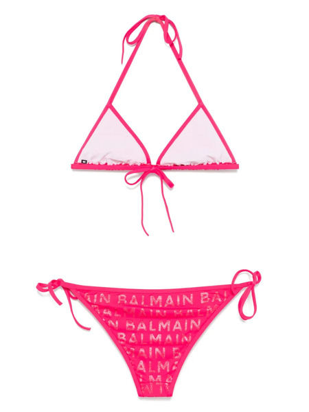  Balmain Bikini Con Logo Estampado - Rosa 