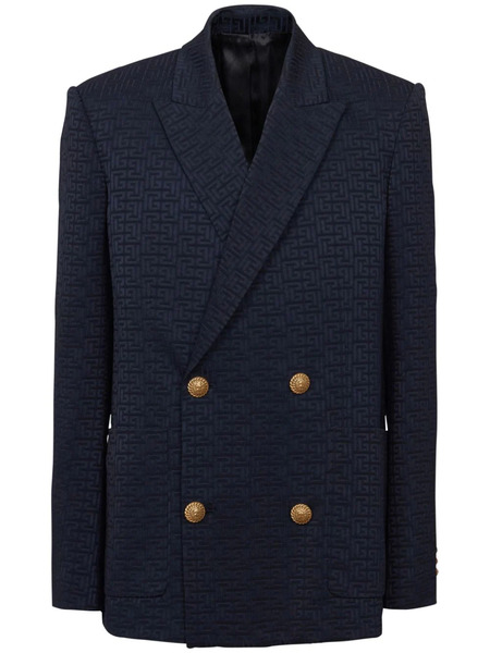  Balmain Blazer Con Monograma Pb - Azul 