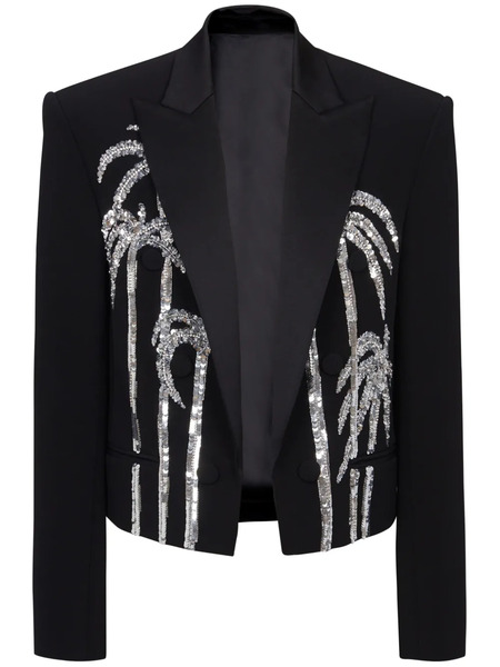  Balmain Blazer Con Palmera Estampada - Negro 