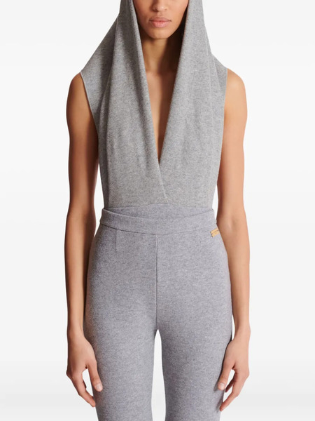  Balmain Body Drapeado Con Capucha - Gris 