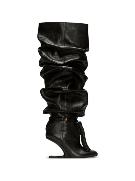  Balmain Botas Altas No Wedge Texturizadas Con Borla - Negro 