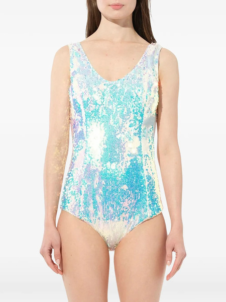  Balmain Bretelles Sequin-embellished Bodysuit - Blanco 