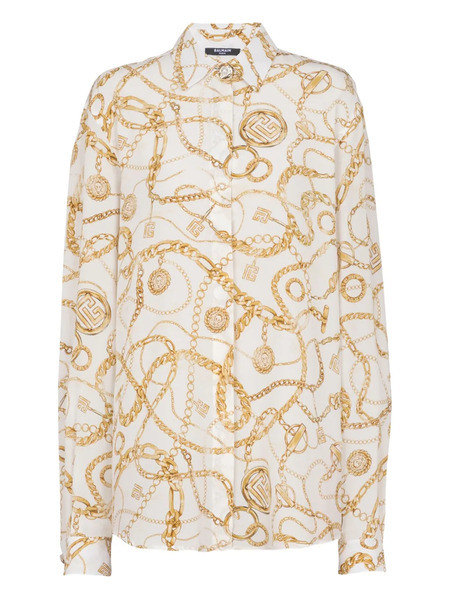  Balmain Camisa De Seda - Blanco 