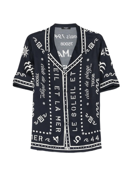  Balmain Camisa Estampada - Azul 