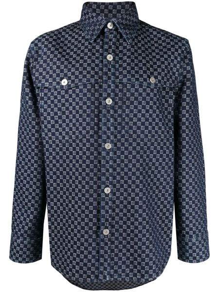  Balmain Camisa Vaquera Con Monograma - Azul 