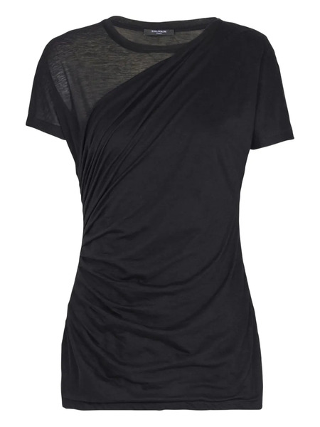  Balmain Camiseta Drapeada - Negro 