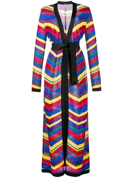  Balmain Cárdigan Largo De Punto Chevron - Multicolor 