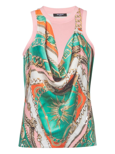  Balmain Chaleco Con Estampado Foulard - Verde 