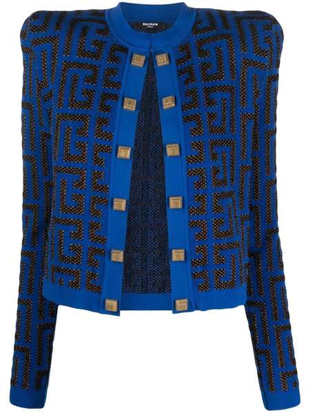  Balmain Chaqueta Corta Con Monograma - Azul 