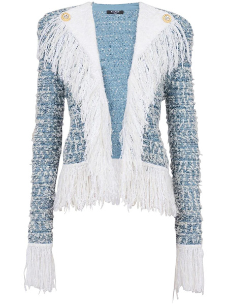  Balmain Chaqueta Vaquera Con Flecos - Azul 
