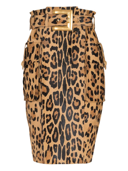  Balmain Falda Con Estampado De Leopardo - Neutro 