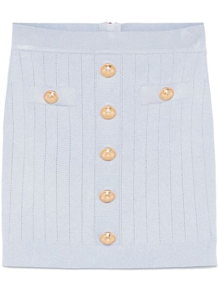  Balmain Falda Corta Con Botones Coin - Azul 