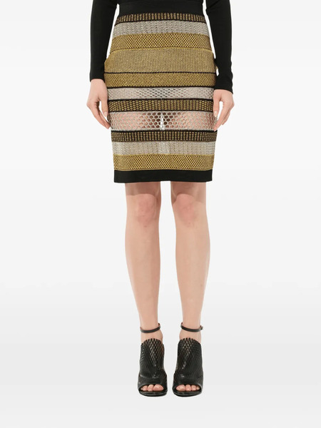  Balmain Falda Corta De Punto A Rayas - Negro 