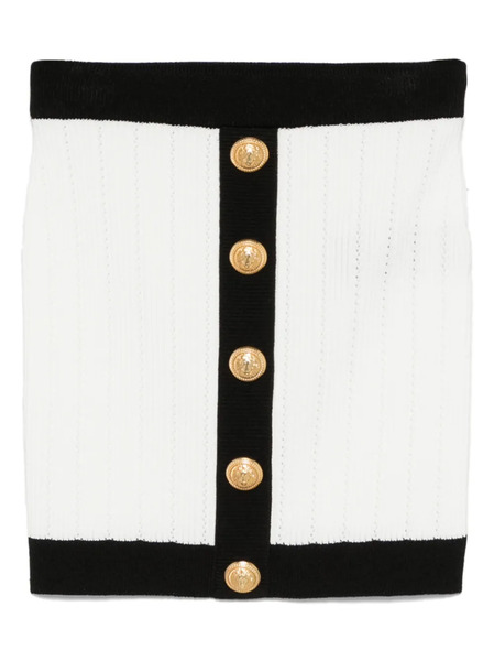  Balmain Falda Corta De Punto - Blanco 
