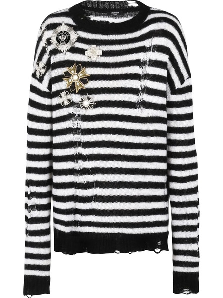  Balmain Jersey Con Efecto Envejecido - Negro 