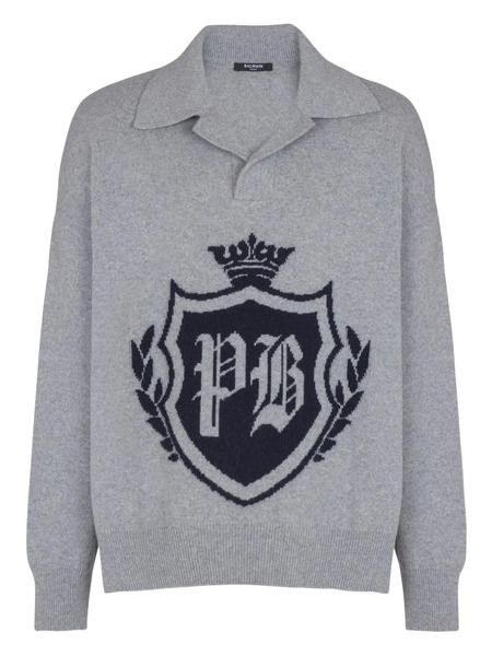  Balmain Jersey Con Emblema - Gris 