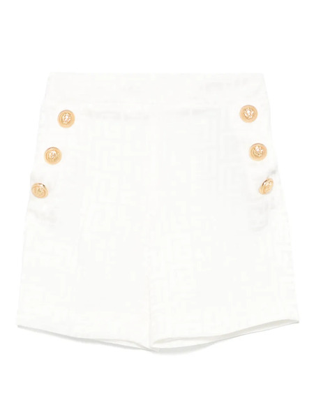  Balmain Kids Bermudas Con Monograma Pb - Blanco 