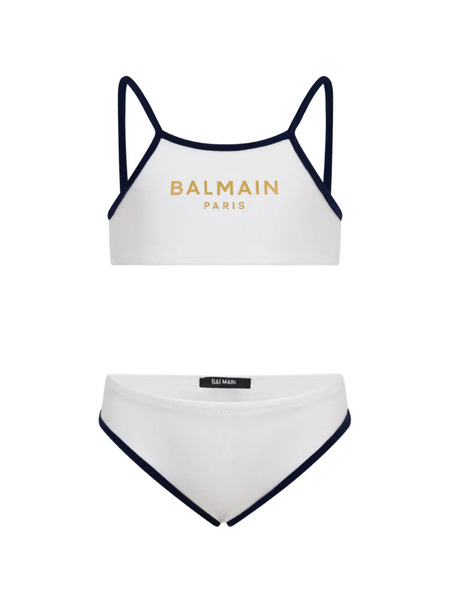  Balmain Kids Bikini Con Logo Estampado - Blanco 