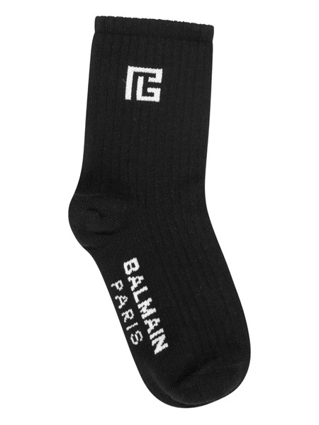  Balmain Kids Calcetines Con Logo - Negro 
