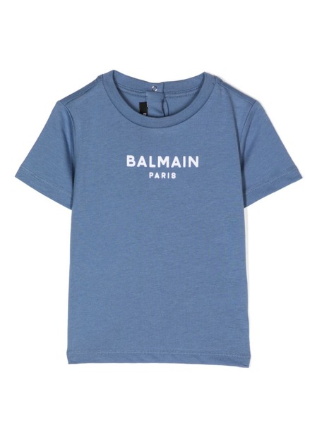  Balmain Kids Camiseta Con Logo Estampado - Azul 