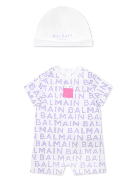  Balmain Kids Conjunto Con Logo Estampado - Blanco 