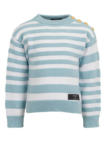  Balmain Kids Jersey A Rayas Con Botones - Azul 