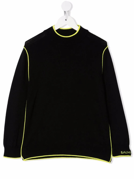  Balmain Kids Jersey De Punto Con Contraste - Negro 