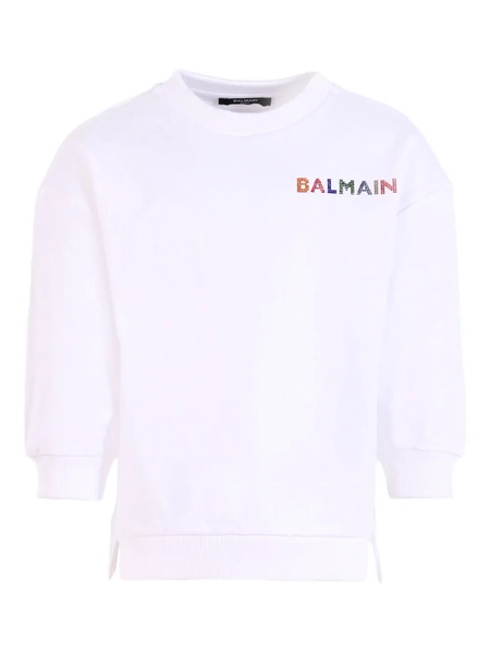  Balmain Kids Sudadera Con Apliques De Strass - Blanco 