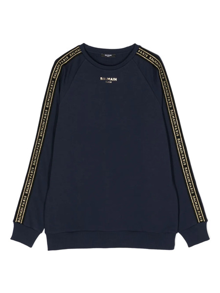  Balmain Kids Sudadera Con Franja Del Logo - Azul 