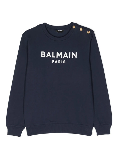  Balmain Kids Sudadera Con Logo Estampado - Azul 