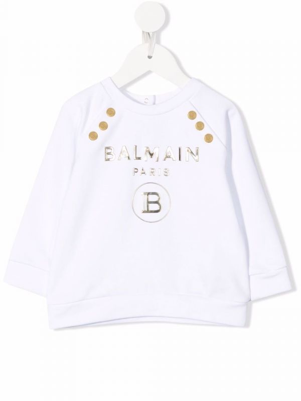  Balmain Kids Sudadera Con Logo Estampado - Blanco 
