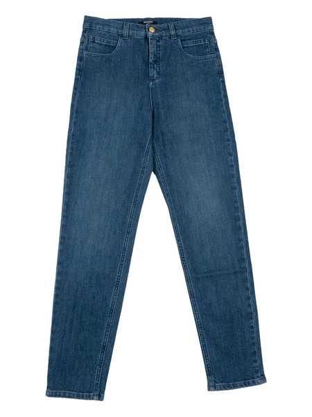  Balmain Kids Vaqueros Con Logo Bordado - Azul 