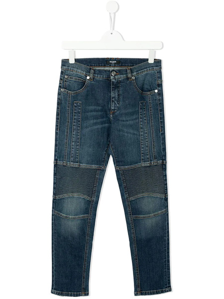  Balmain Kids Vaqueros Rectos De Talle Medio - Azul 
