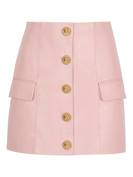  Balmain Minifalda De Piel De Borrego Con Botones - Rosa 