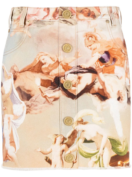  Balmain Minifalda Vaquera Estampada - Neutro 
