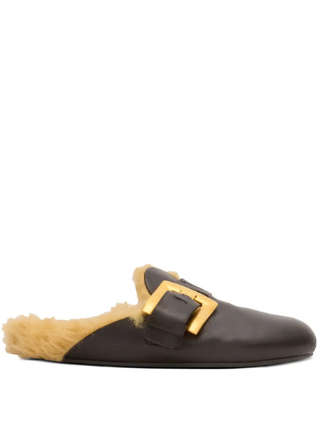  Balmain Mules Con Placa Del Logo - Negro 
