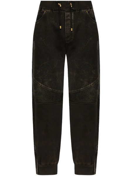  Balmain Pantalones Rectos De Algodón - Negro 