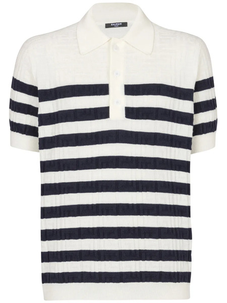  Balmain Polo De Punto A Rayas - Neutro 
