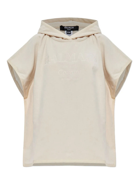  Balmain Poncho Con Capucha Y Logo - Neutro 